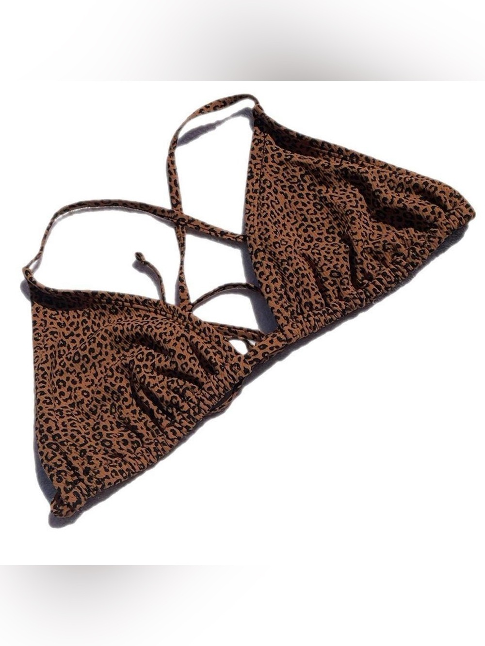Xhilaration Leopard-Print Triangle Bikini Top - Brown & Black